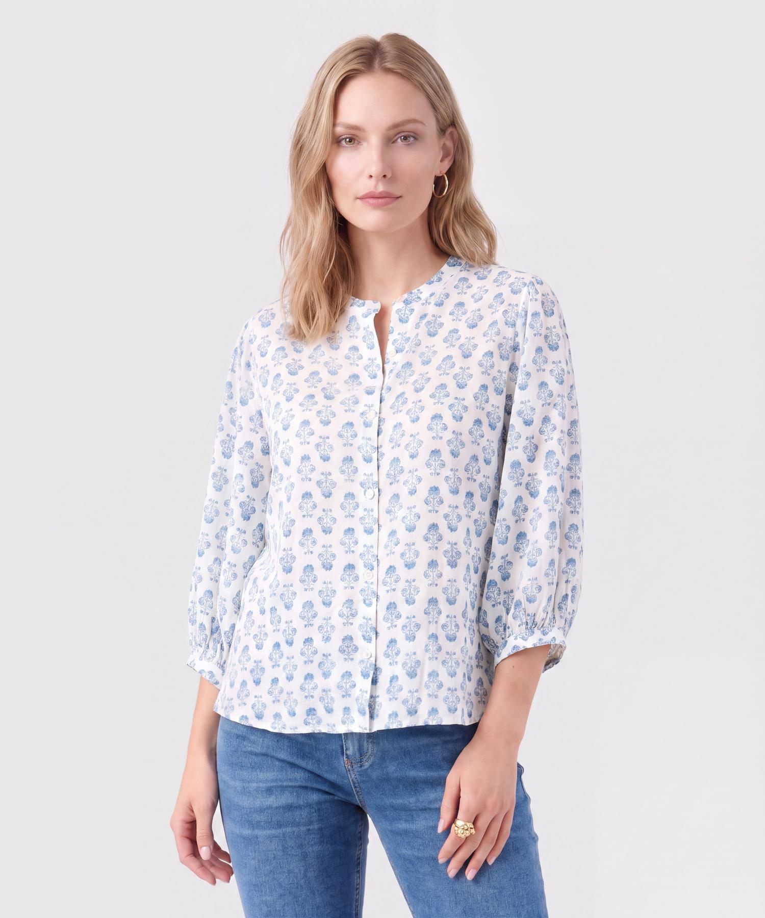 Blusa De Cuello Ner&uacute; Con Botones Mujer