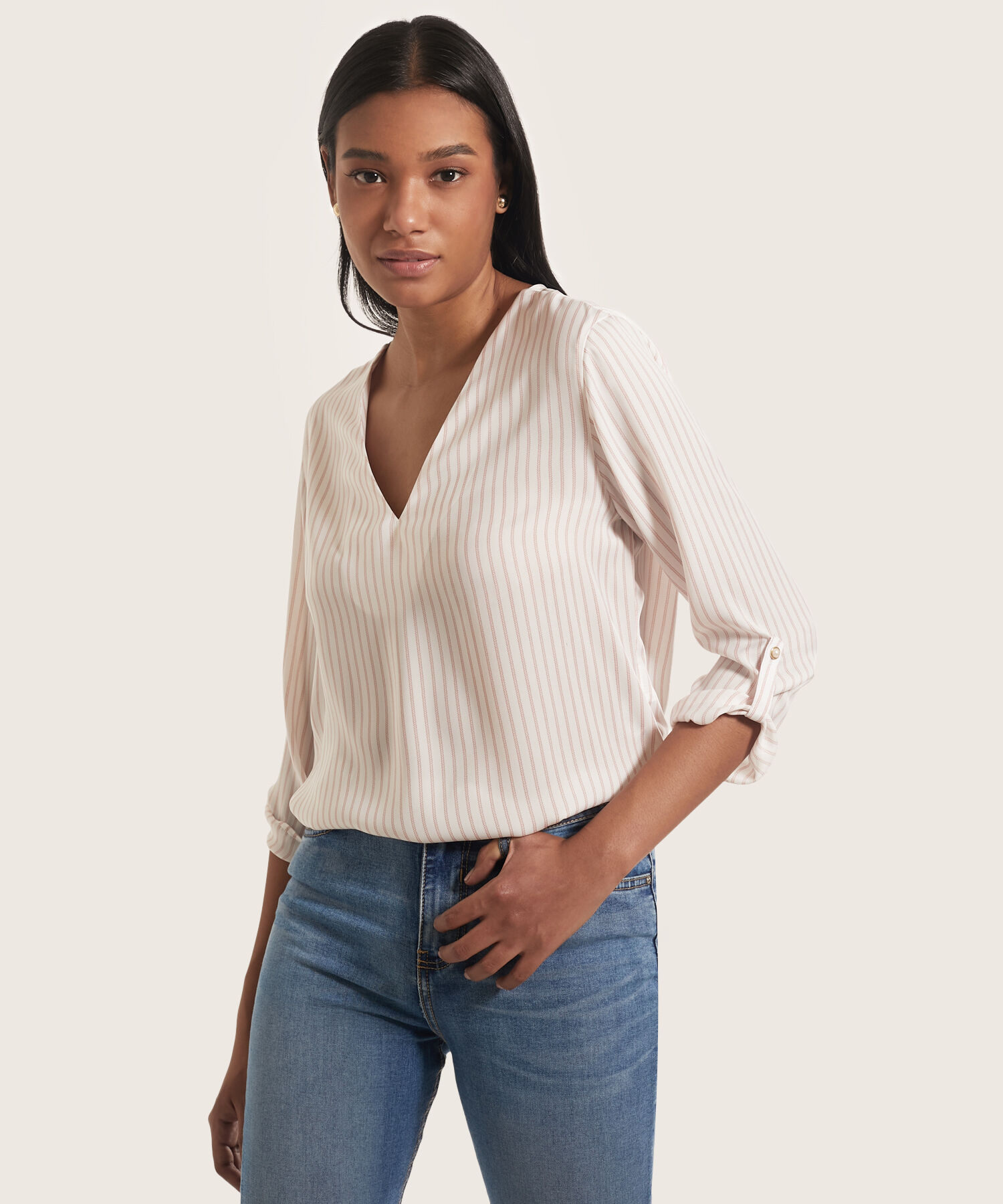 Blusa Manga 3 4 Con Escote V Estampada Compra Online PATPRIMO