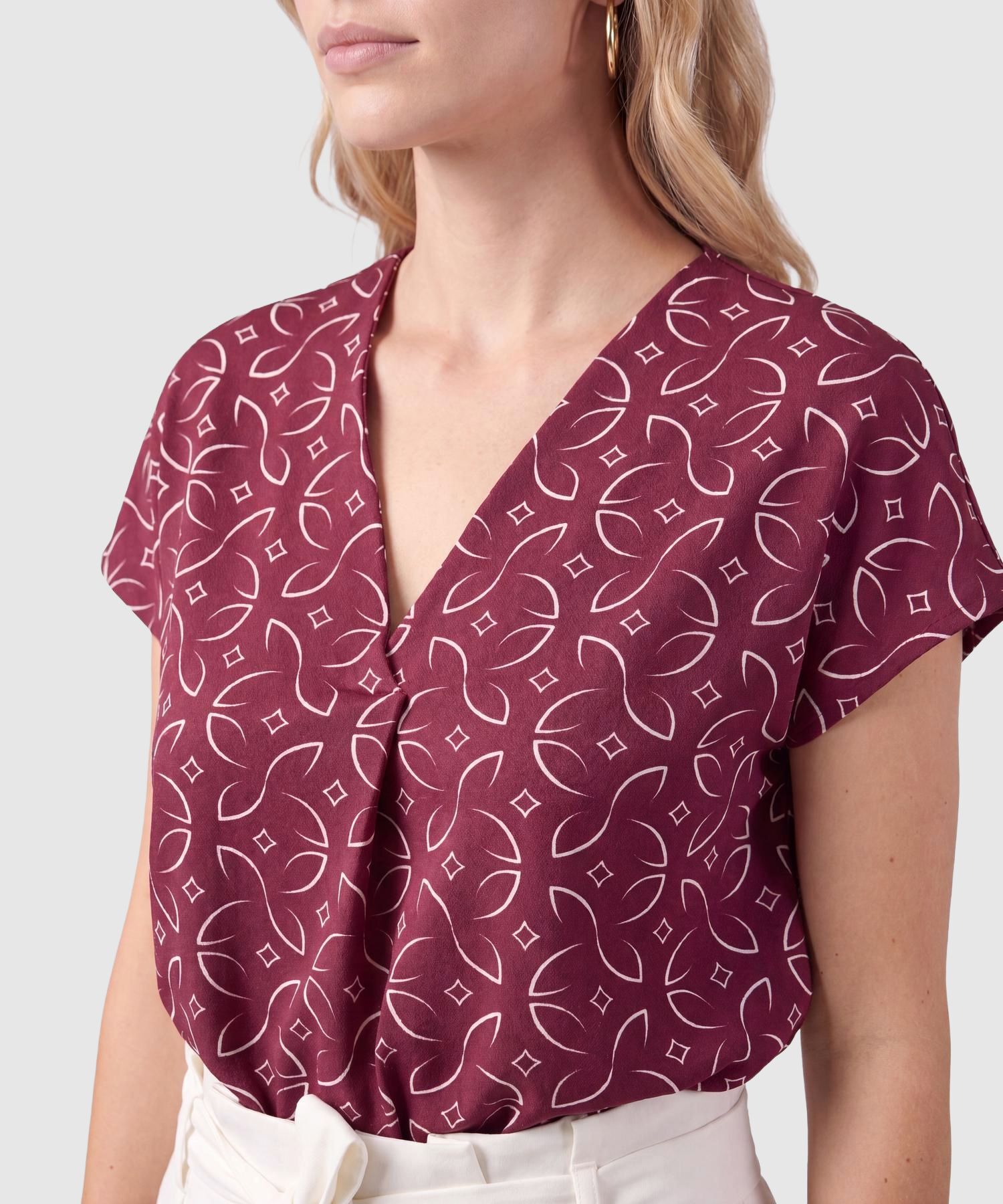 Camiseta B&aacute;sica Con Mangas Texturizadas Para Mujer