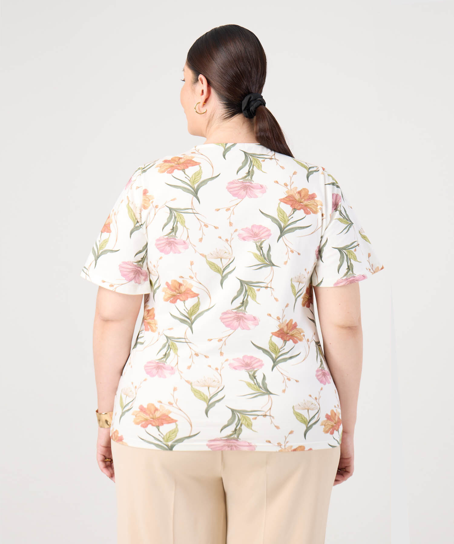 Camiseta Cuello En V Para Mujer Curvy 