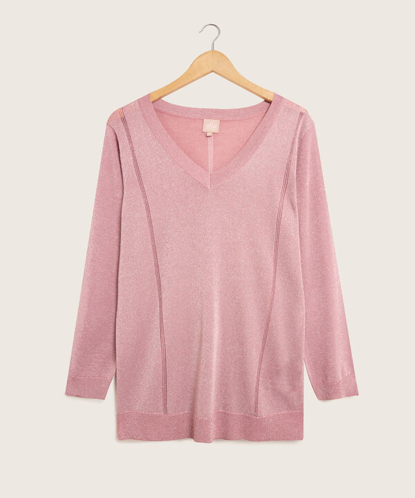 Saco Manga Larga Cuello En V Tejido En Lurex