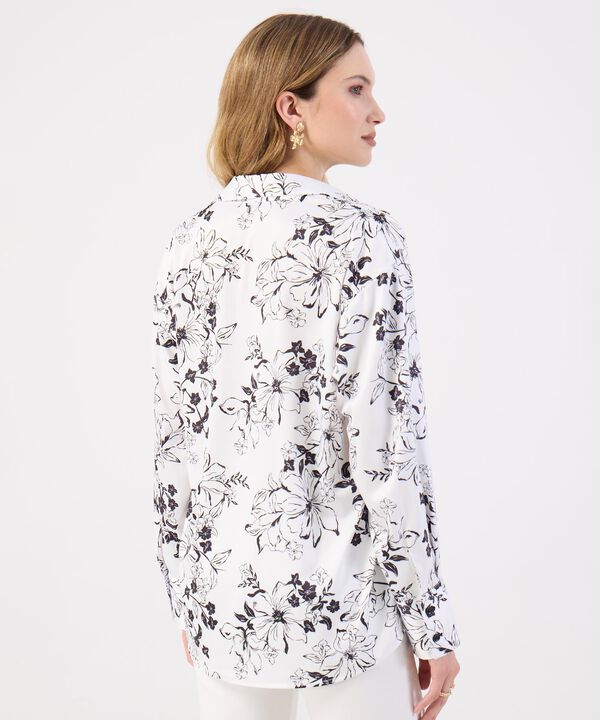 Blusa Estampado Floral Bicolor Casual
