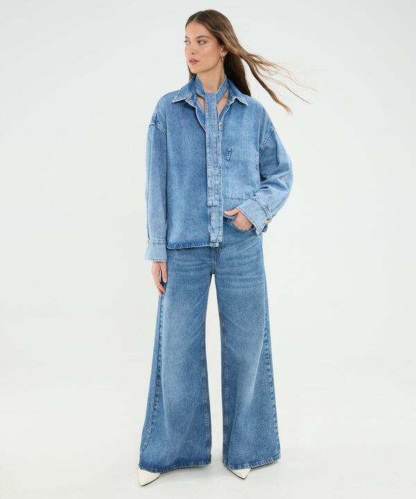 Camisa Denim Oversize Tono Medio Claro