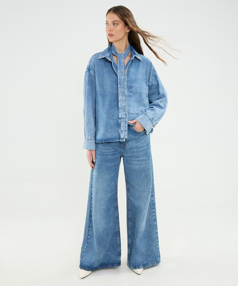 Camisa Denim Oversize Tono Medio Claro