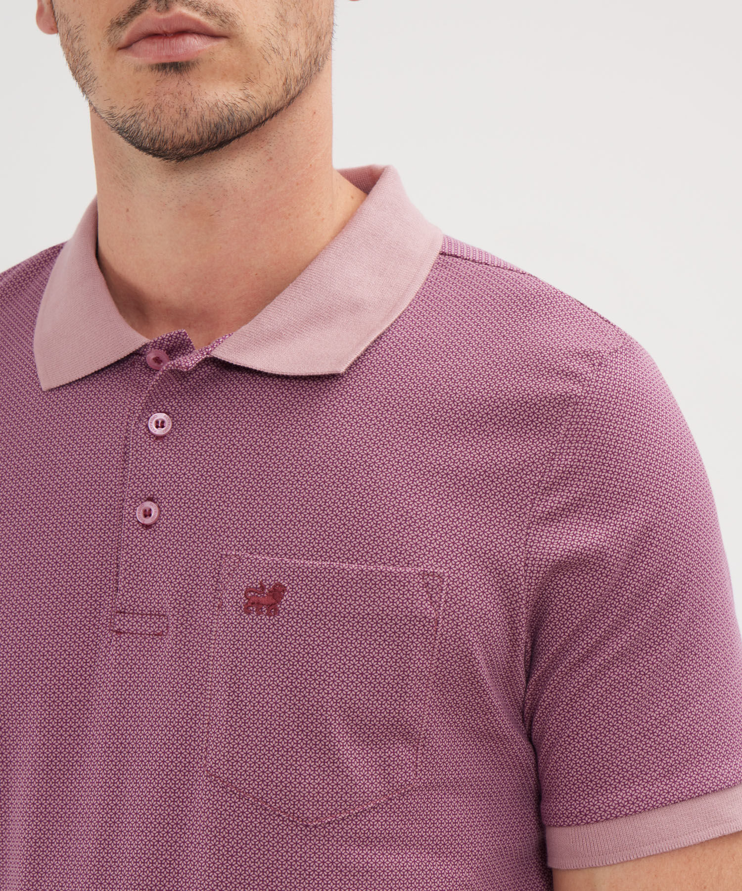 Polo Estampada Cuello Tejido Con Bolsillo