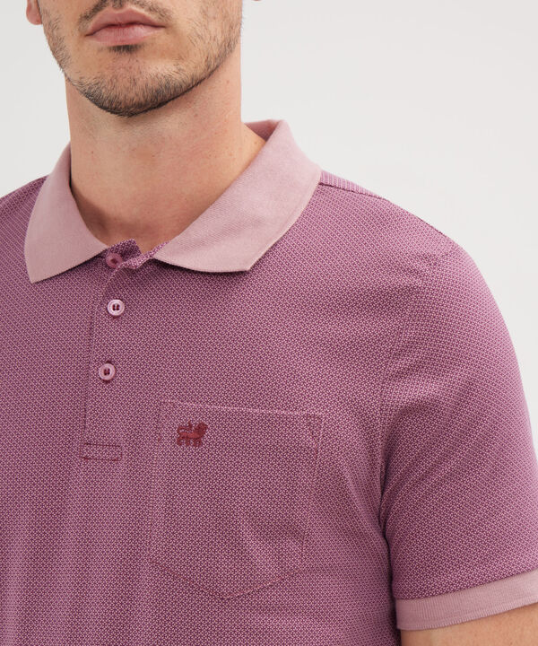 Polo Estampada Cuello Tejido Con Bolsillo