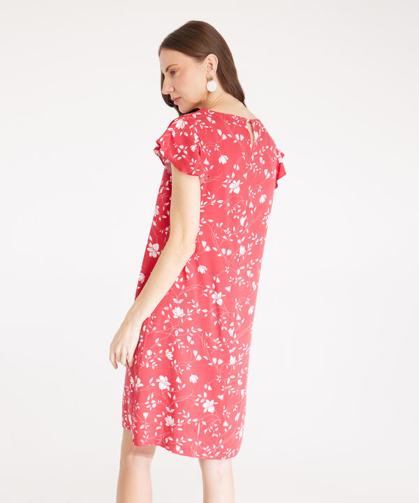 Vestido Estampado Manga Corta Con Vuelo