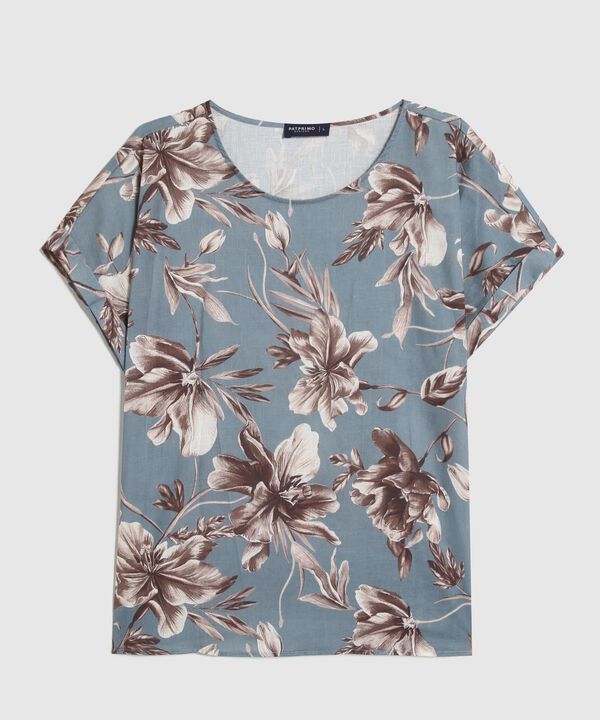 Blusa Cuello Redondo Estampada  image number null