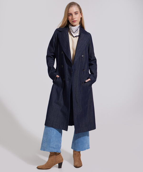 Chaqueta Gabardina En Denim Tono Azul Raw