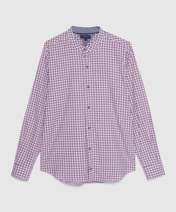 Camisa Estampada con Cuello Mao