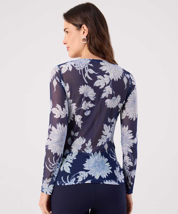 Camiseta Manga 3/4 Estampada, Cuello Redondo image number null