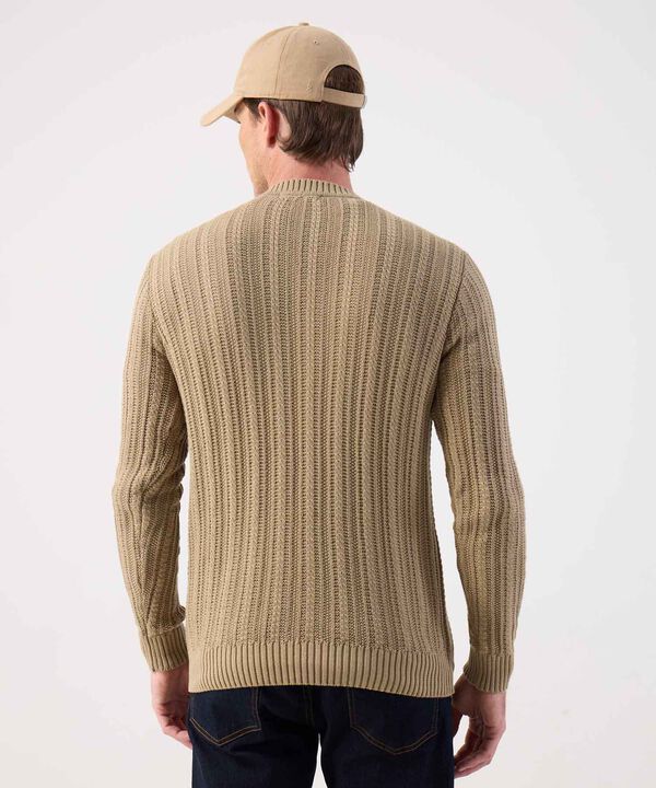 Suéter de Punto Grueso con Textura Acanalada Para Hombre