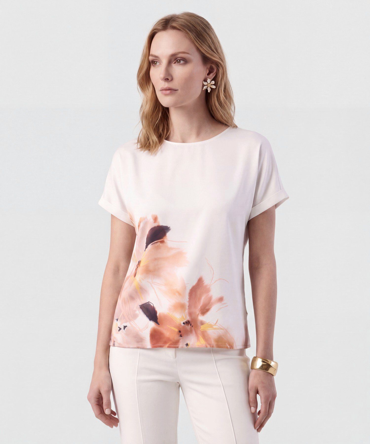 Blusa Cuello Redondo Estampada Para Mujer
