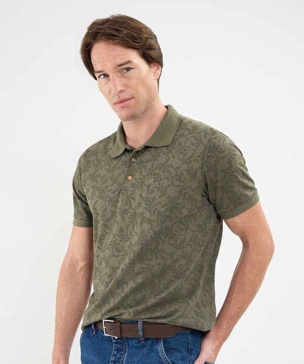Polo Estampada, Cuello Y Puños Tejidos image number null