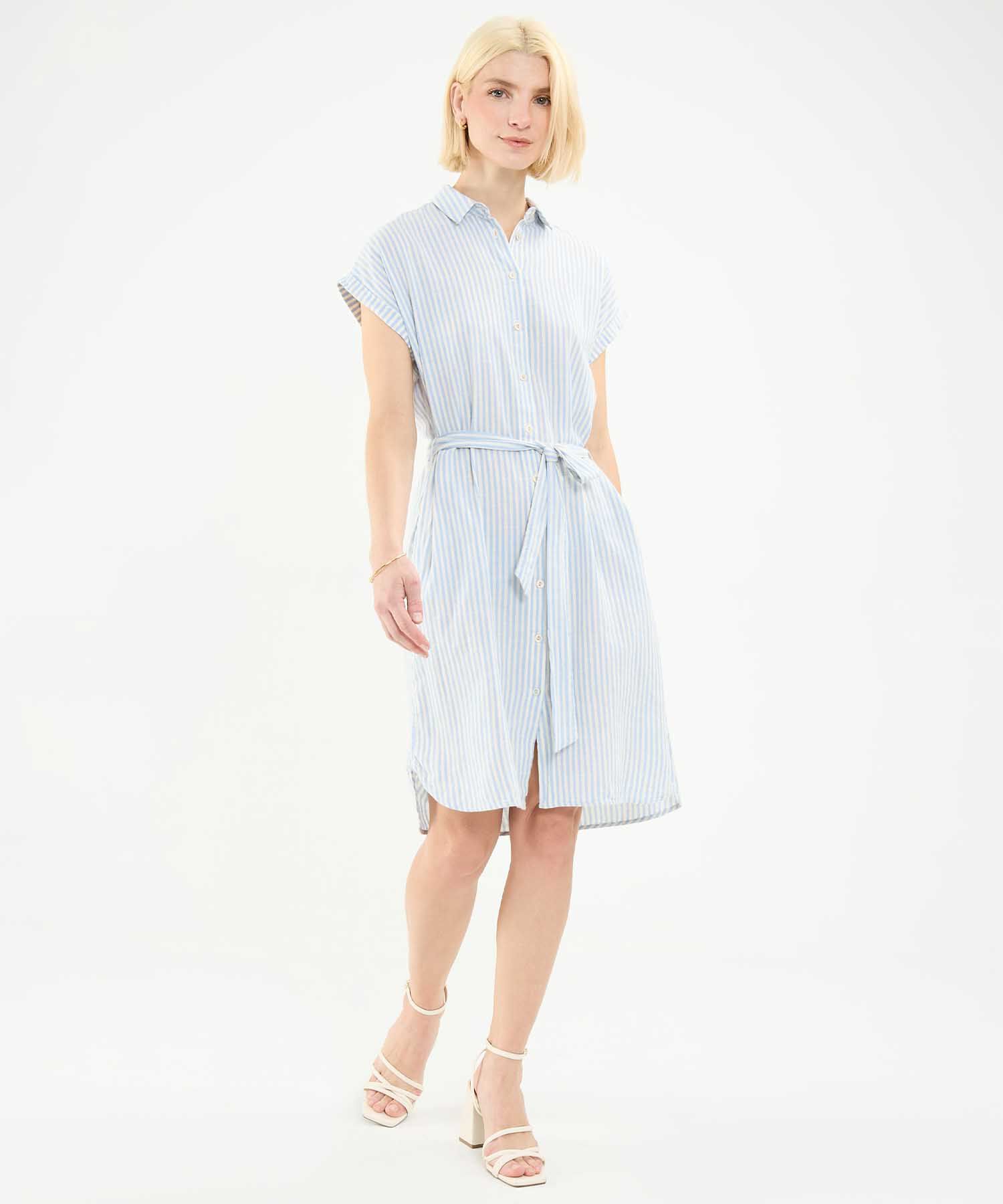 Vestido Camisero en Efecto Lino