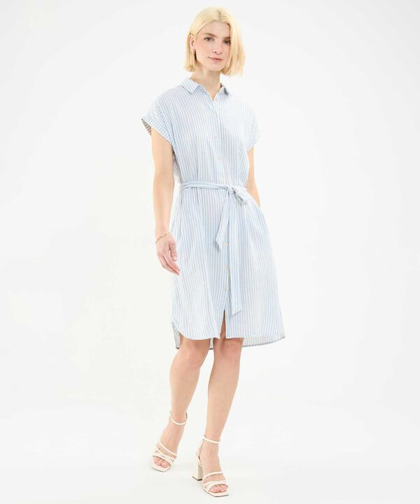 Vestido Camisero en Efecto Lino image number null
