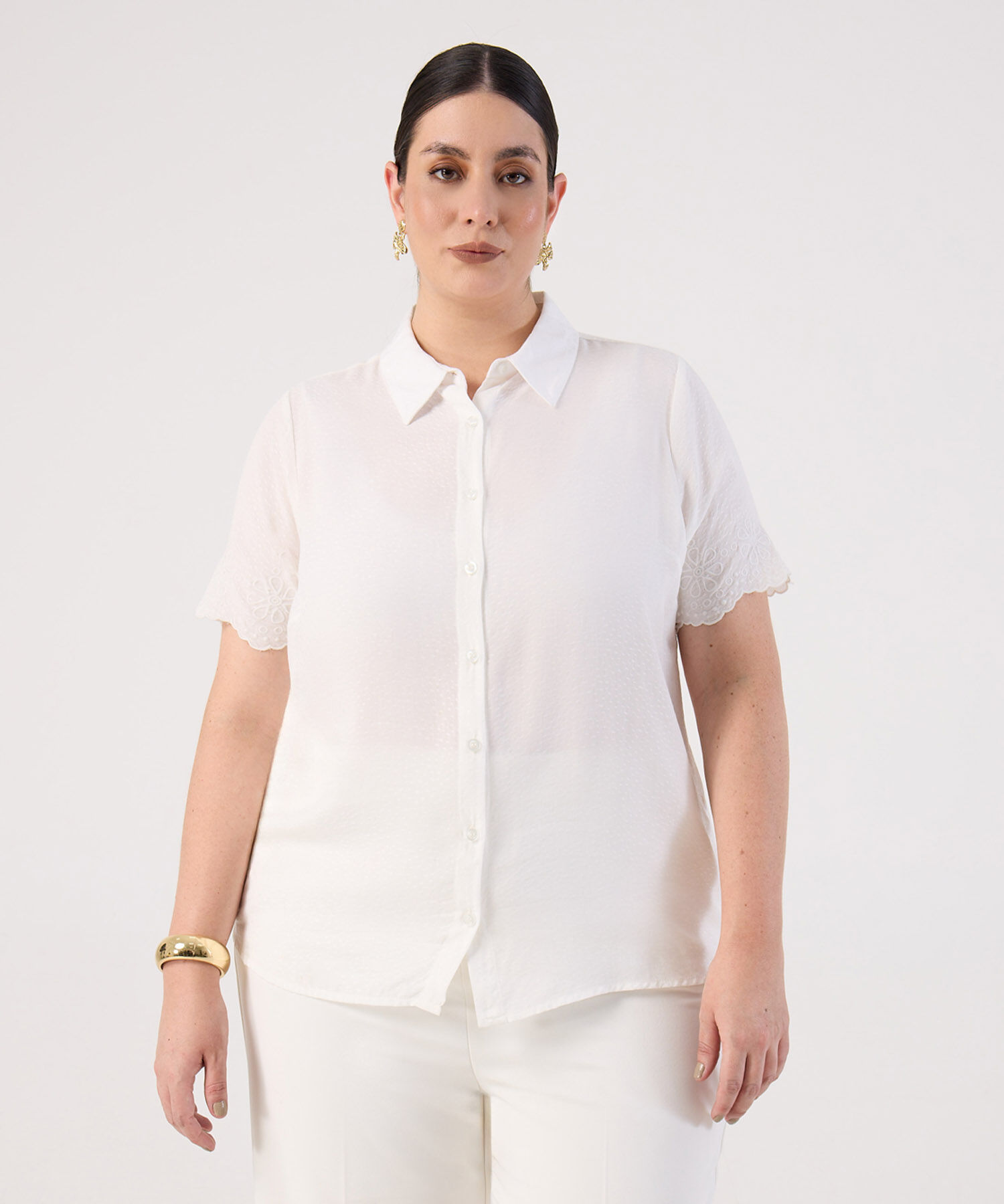 Blusa Manga Corta con Detalle Decorativo Para Mujer