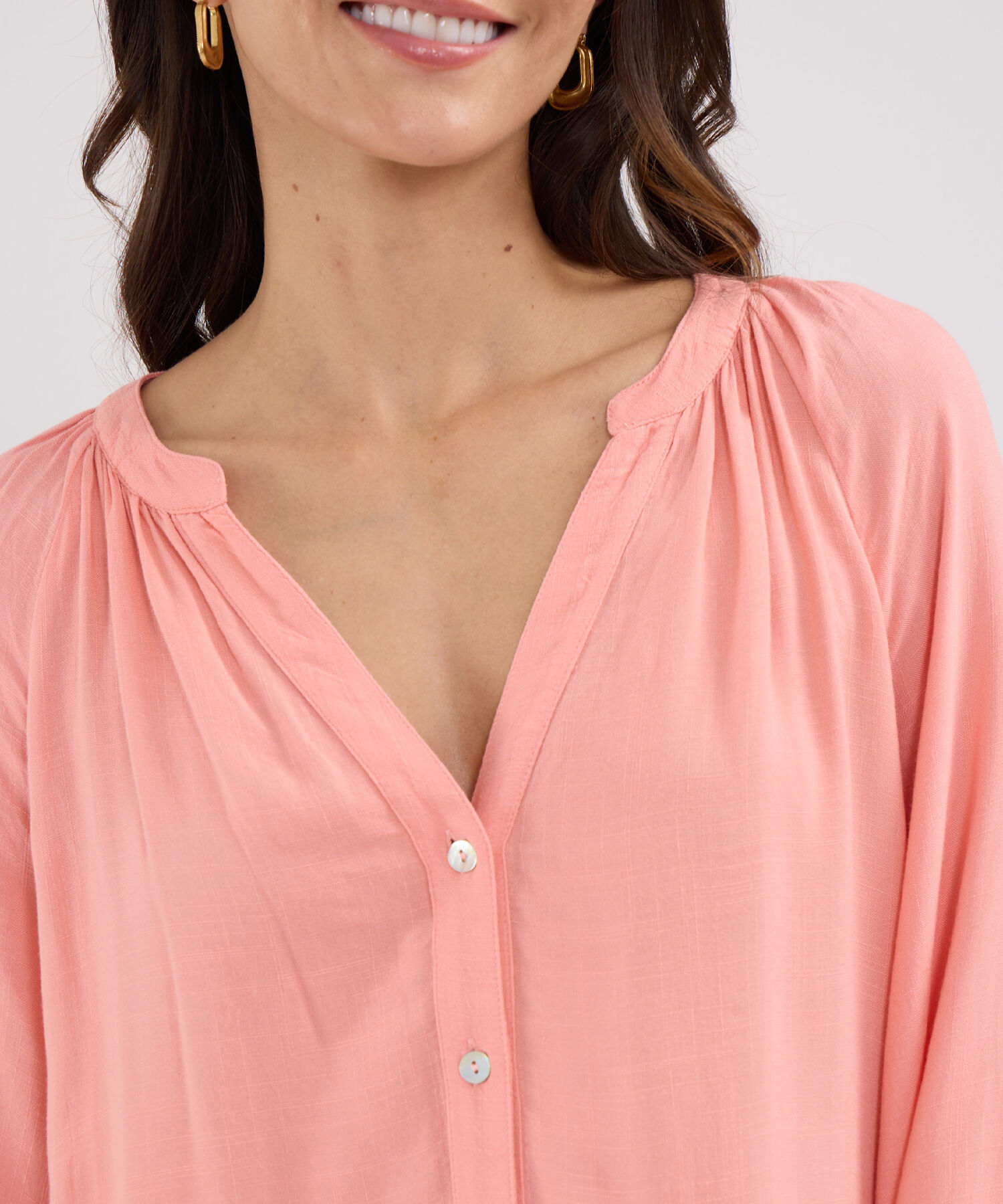 Blusa Manga Tres Cuartos Cuello Neru Unicolor