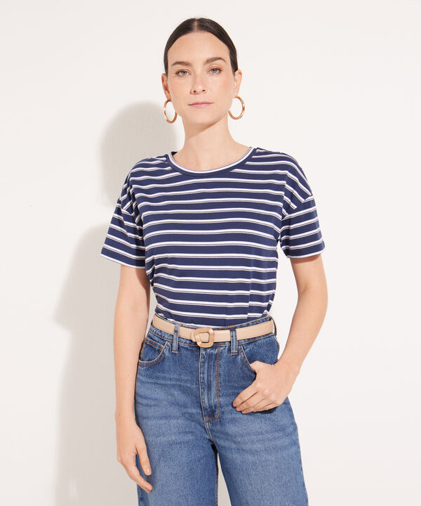 Camiseta Manga Corta Corrida Preteñida Con Cuello Redondo