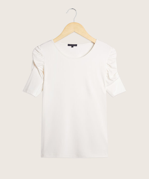 Camiseta Manga Corta Unicolor Con Ruche