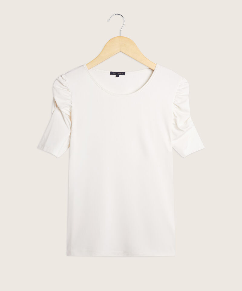 Camiseta Manga Corta Unicolor Con Ruche