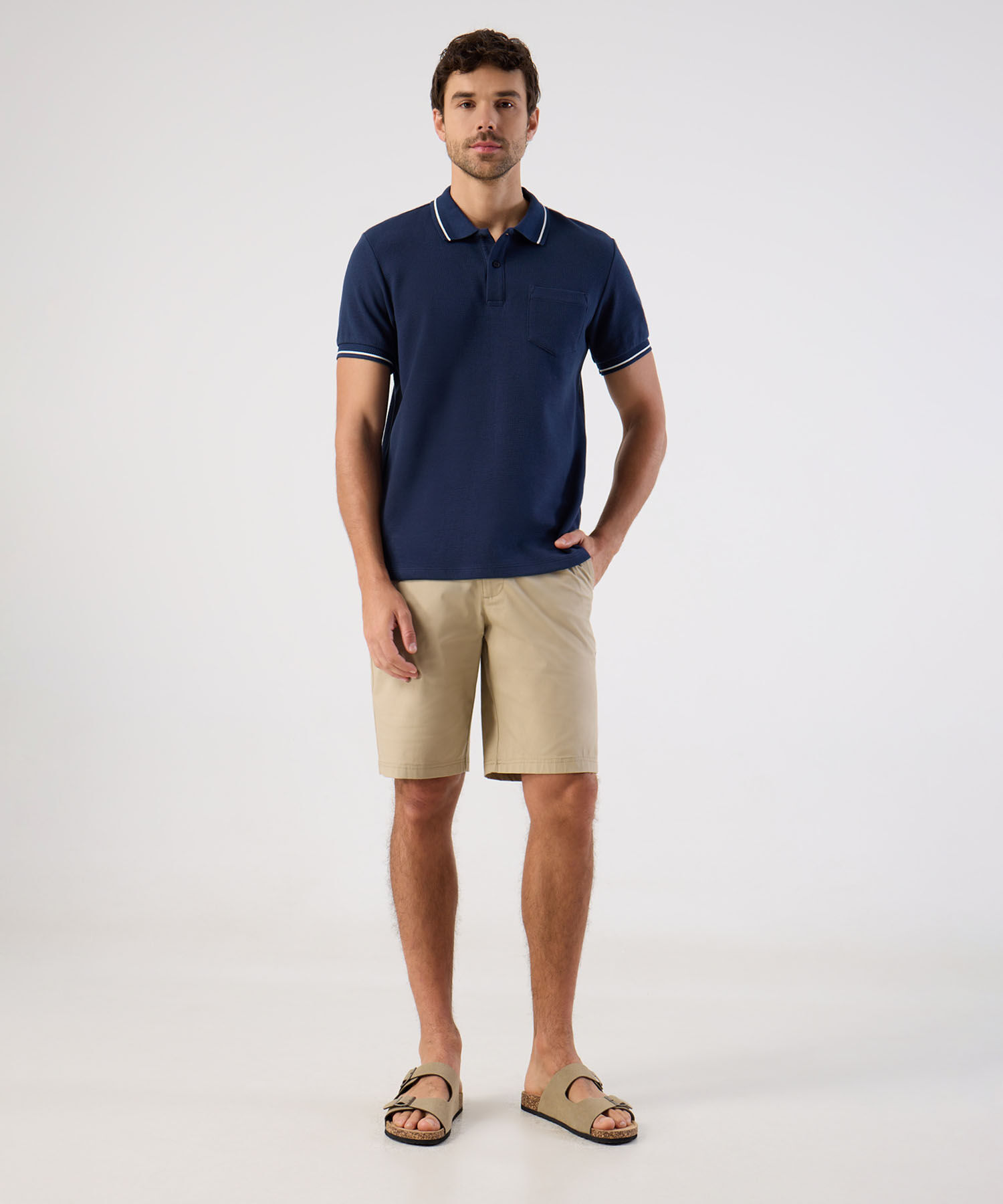 Polo Con Cuello Tejido Para Hombre