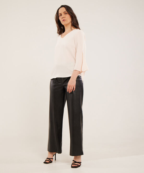 Blusa Unicolor Manga 3/4 De Amarre