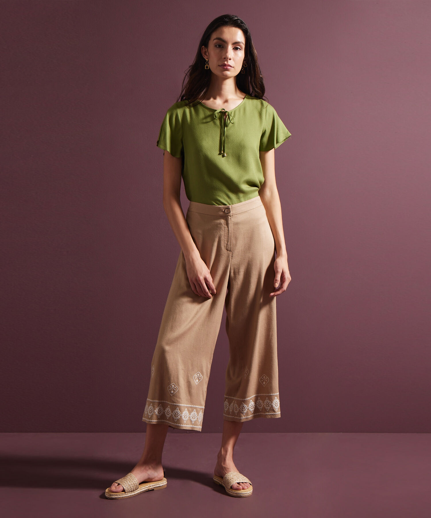 Pantalón Culotte Bordado