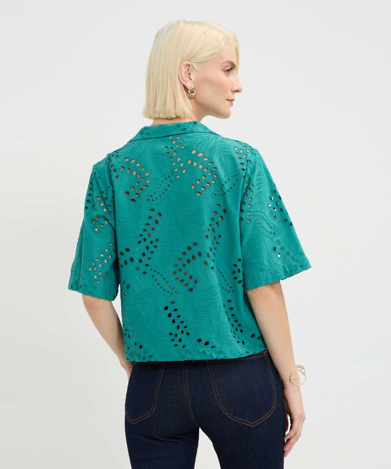 Camisa Unicolor En Ojalillo