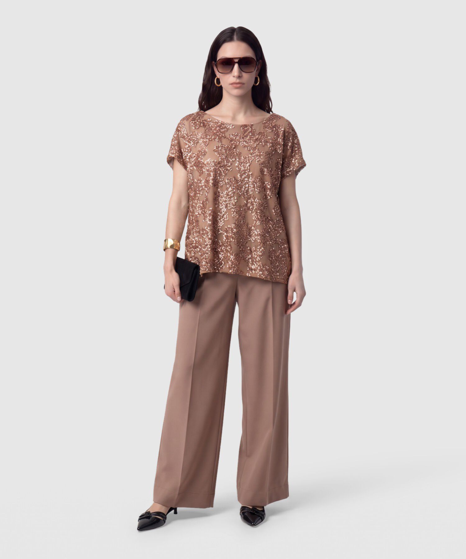 Camiseta Con Bordado De Lentejuelas Para Mujer