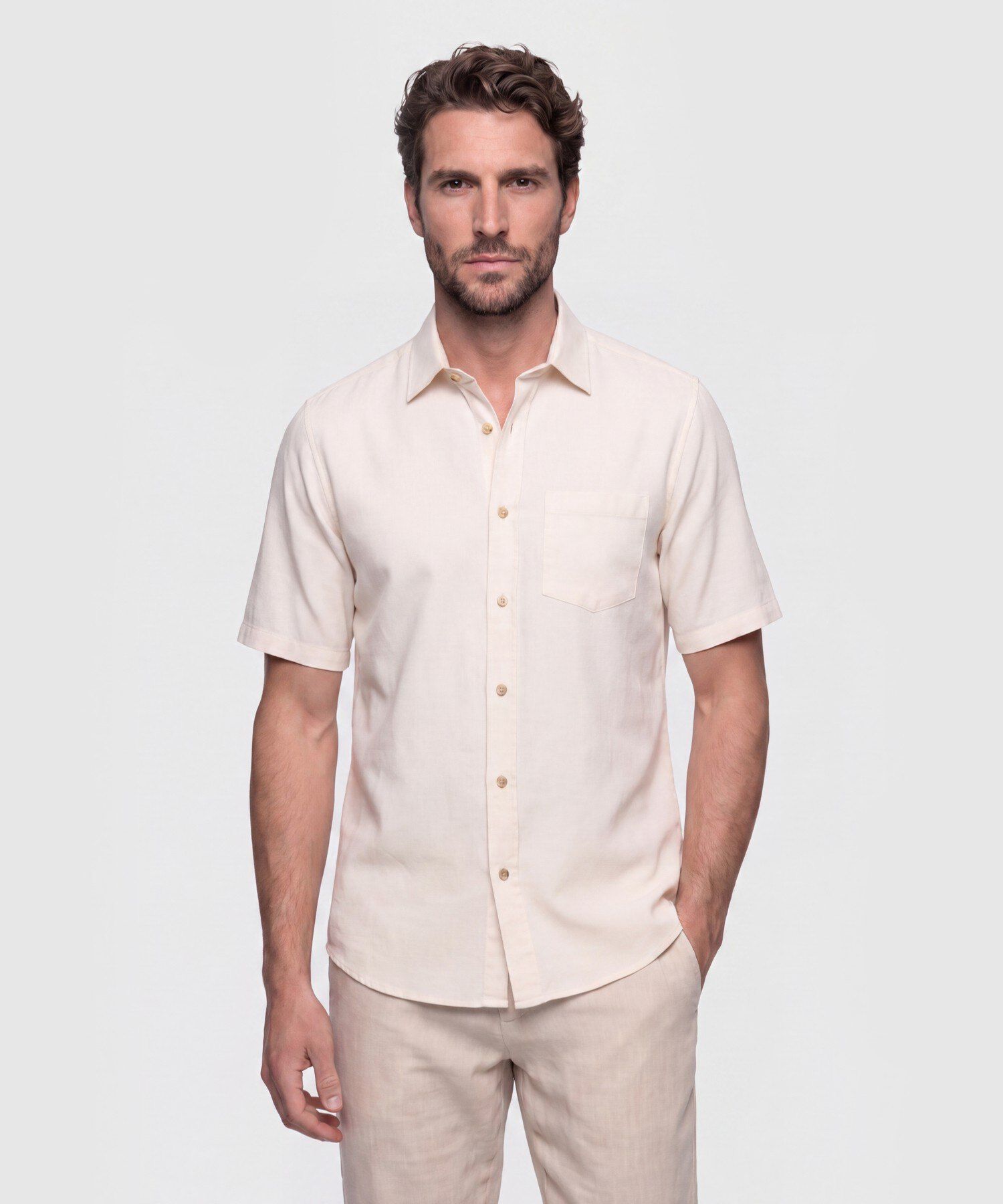 Camisa Manga Corta con Bolsillo Hombre