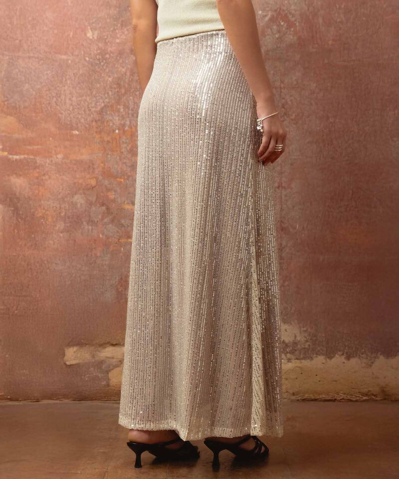 Falda Maxi Para Mujer Lentejuelas Y Abertura Lateral