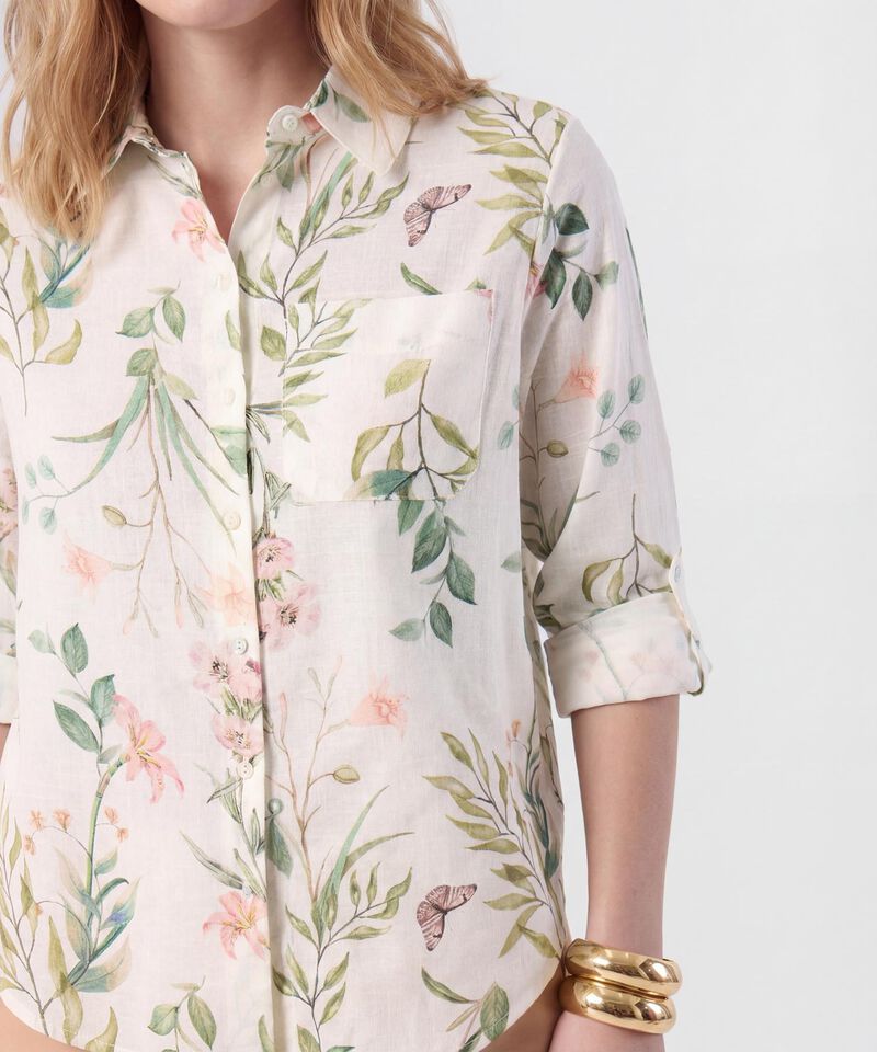 Camisa Manga Larga Con Charretera Para Mujer