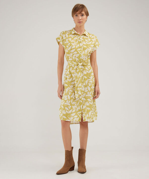 Vestido Camisero En Lino Estampado image number null