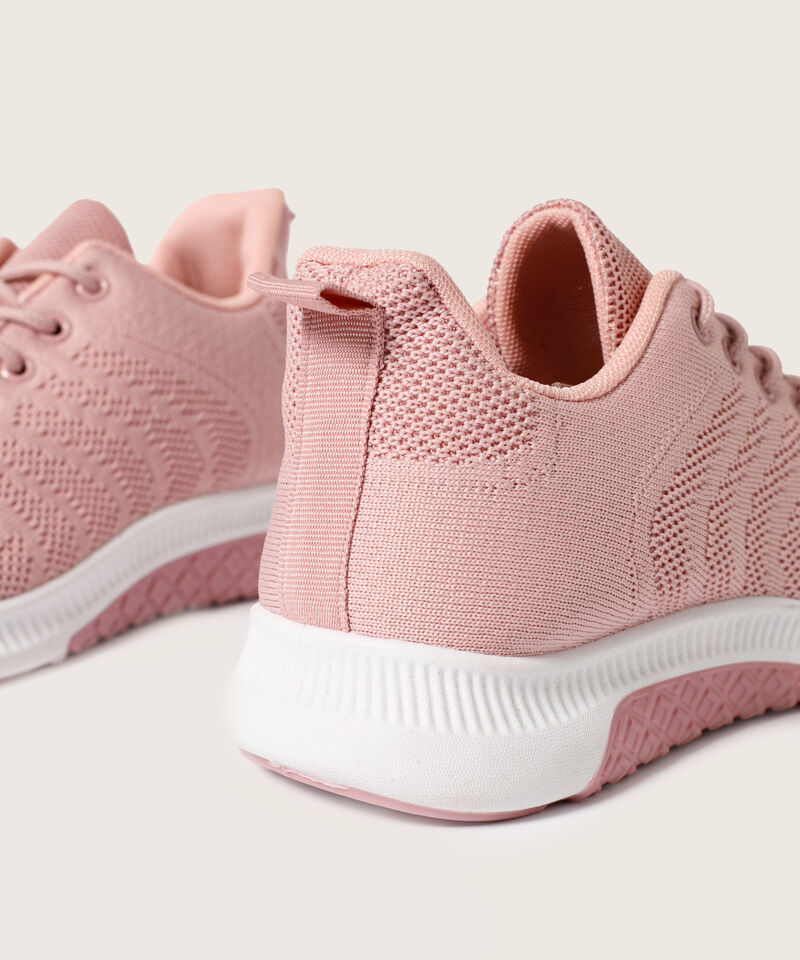Tenis Deportivos Con Textura Tejida Y Suela Contrastada Para Mujer