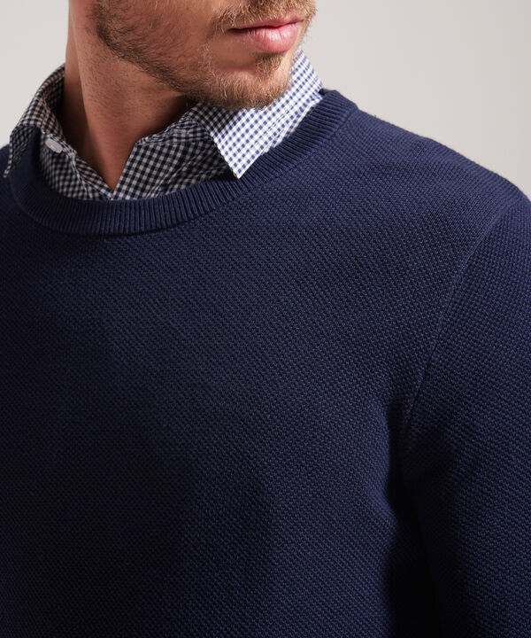 Saco Cuello Redondo, Tejido Con Textura Y Mangas Con Coderas