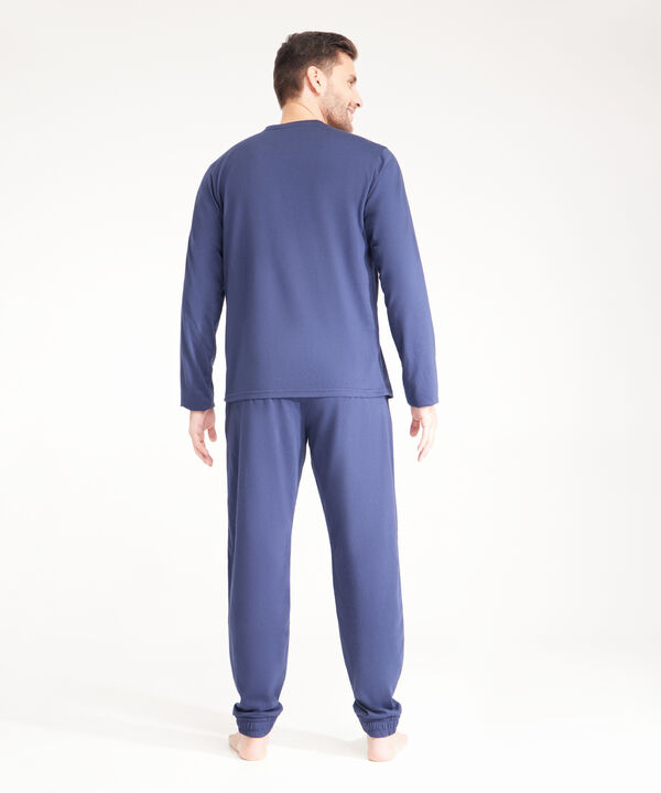 Pijama Unicolor Camiseta Con Screen Manga Larga Y Pantalon Unicolor