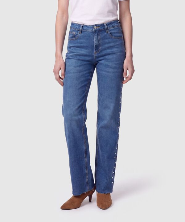 Jeans Para Mujer Con Apliques Laterales image number null