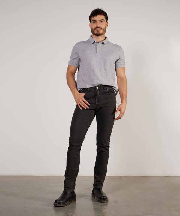 Jean Jean Slim Negro Lavado Con Arrugas 3D image number null