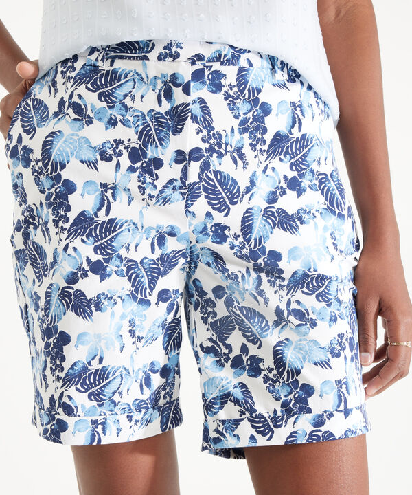 Bermuda Estampada Con Bolsillos Diagonales Y Guardapolvo