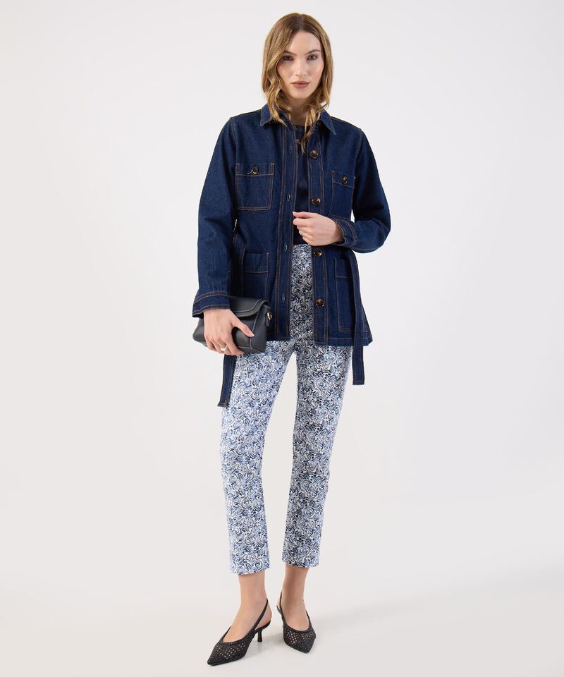 Pantalón Slim Fit Estampado Floral Tobillero