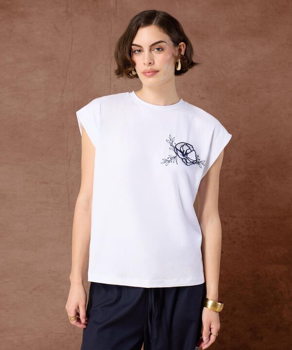Camiseta Mujer sin Manga con Diseño Bordado image number null