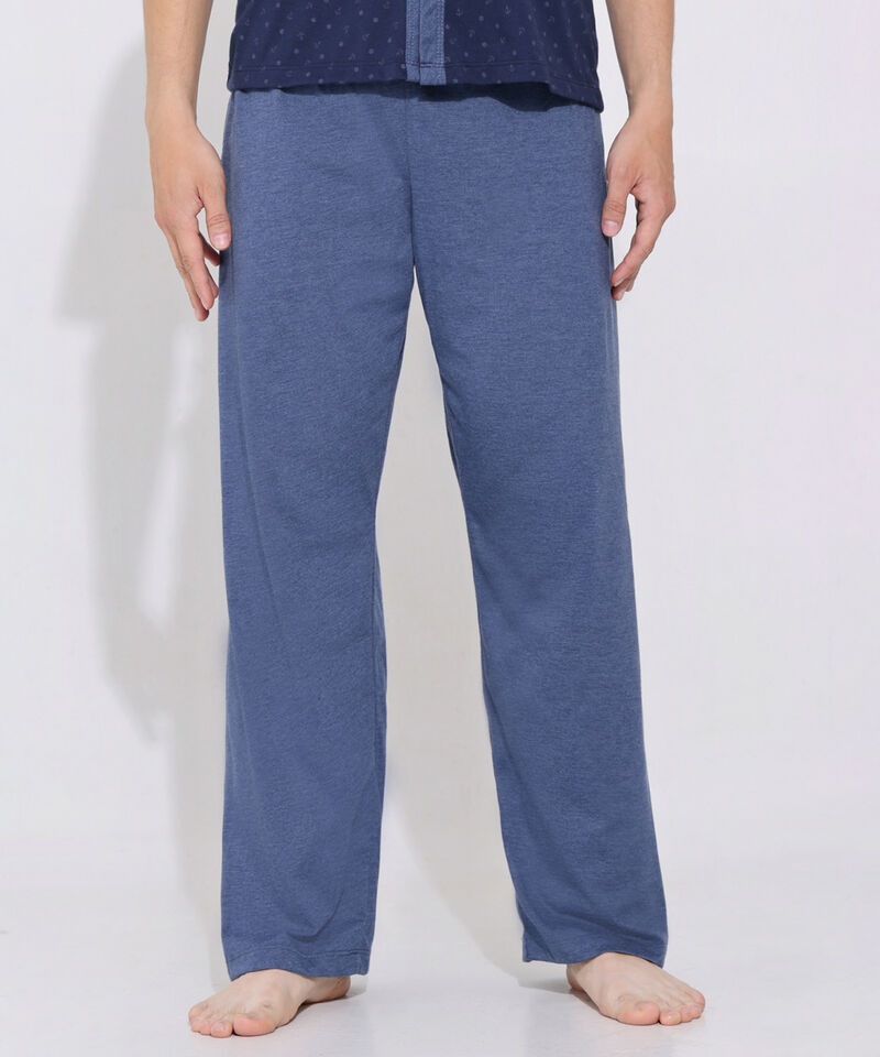 Pijama Camiseta Abierta Manga Corta Con Pechera Contraste Estampada Y Pantalón Unicolor