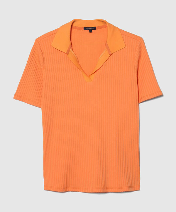 Polo Unicolor En Rib Cuello Tejido