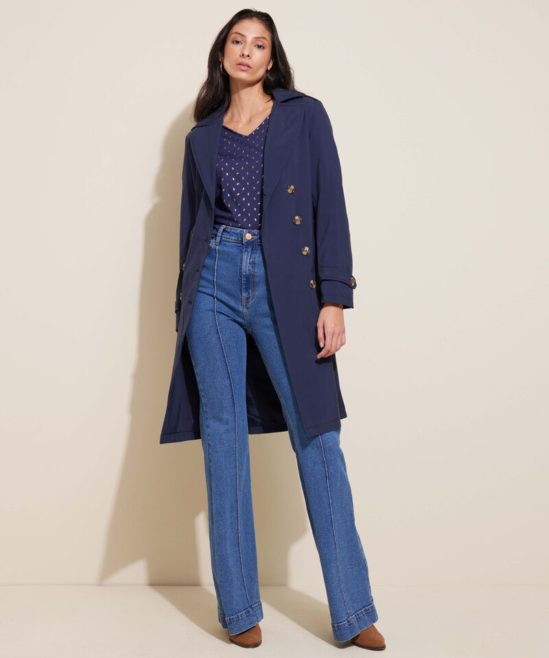 Chaqueta Trench Con Cinturon De Ajuste Manga Larga