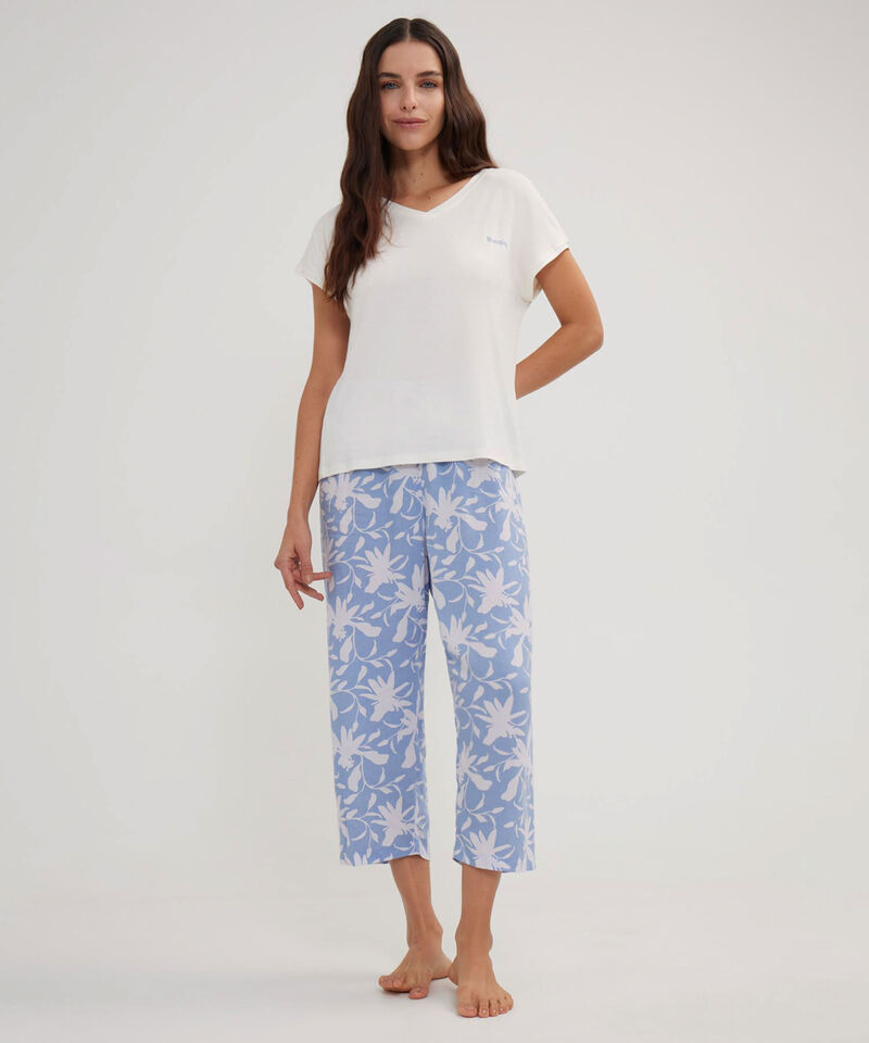 Pijama Camiseta Manga Corta Con Screen, Pantalon Estampado Y Bolsa Regalable