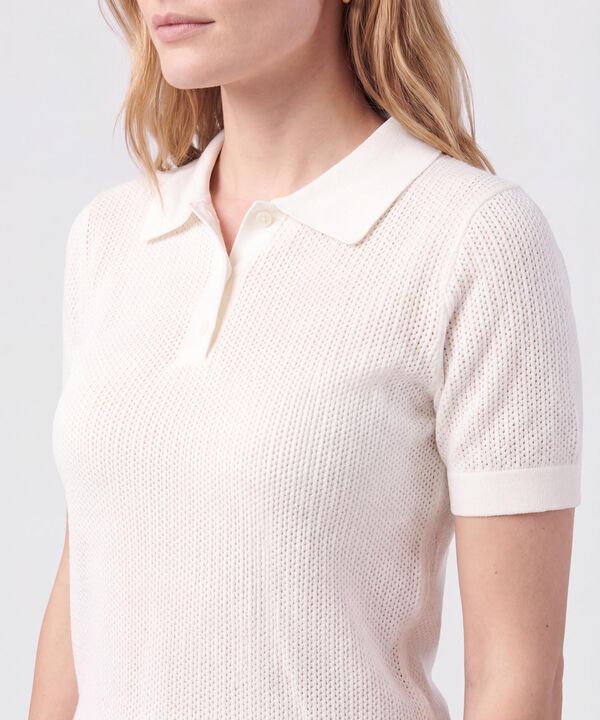 Polo Manga Corta Cuello Tejido Para Mujer