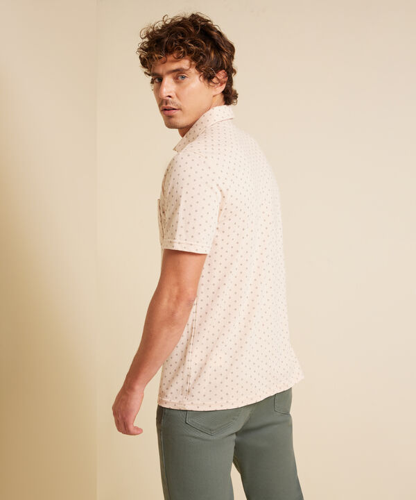 Polo Estampada, Cuello Duro Con Bolsillo Y Silueta Regular Fit