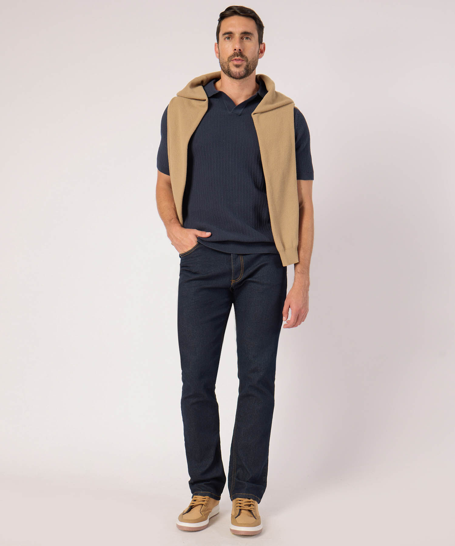 Polo Con Textura Unicolor 