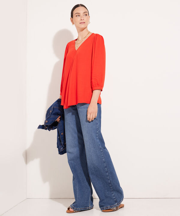Blusa Manga 3/4 Con Vuelo
